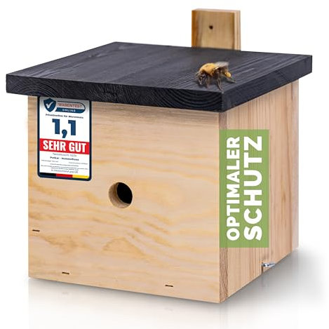 PATKAR® Hummelhaus Hummelkasten [EXTRA STABIL] - Insektenhotel Bienenhotel wetterfest & windfestes Kiefernholz (Made in Europe) - Wildbienenhotel Bienenhaus für den Garten - Gebrauchsfertig montiert