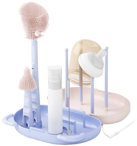 Brosse pour biberon de lait, kit de brosse à tétons, nettoyeur de suceur de bouteille, avec design multifonctionnel, outil de nettoyage sûr et non toxique, 17,7 x 12,6 cm, violet/blanc, pour les