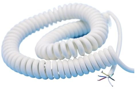 SYBNIKOLF Cavo a Spirale telescopico, Cavo telefonico, 6 Core 24AWG Spirale Telescopico Filo 0.2mm2 Bianco Stretch 3 Metri 9 Metri 14 Metri 15 Metri Cavo a Molla Filo Retrattile(Stretch 5 Meter)
