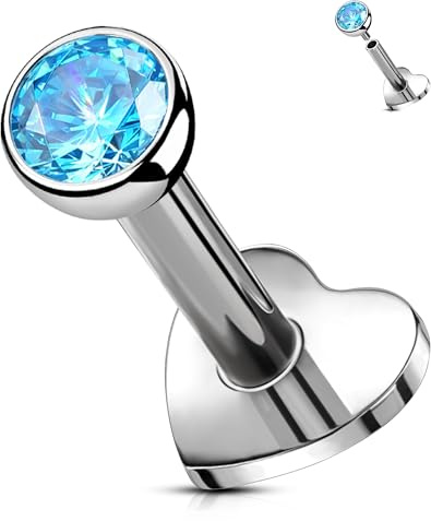 OUFER Body Piercing Titan Labret-Stecker mit Innengewinde 16G/1.2mm Medizinisch geprüfter Piercingschmuck für Lippe Helix Tragus Concha 5/6/8/10/12mm Längen für Knorpelpiercing flacher Verschluss