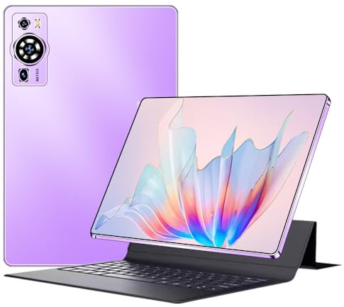 UXD 10 Inch Android 13 Tablet - 12GB+256GB Storage, Stylus, Screen Protector, Keyboard, Mouse, OTG Dongle / 4G Cellular Slot, IPS HD Display, 8000mAh, ideal for Note-Taking (Purple)