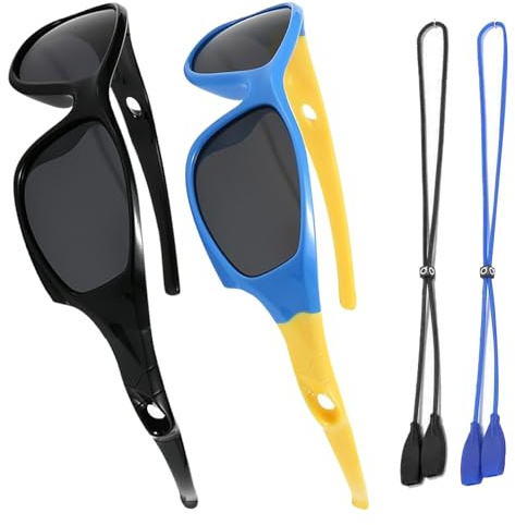 EDLMKM 2 Pairs Kids Polarized Sunglasses, UV Protection Polarized Sunglasses For Boys Girls, Childrens UV 400 Protection Rubber Flexible Outdoor Beach Eyewear Sport SUNGLASSES