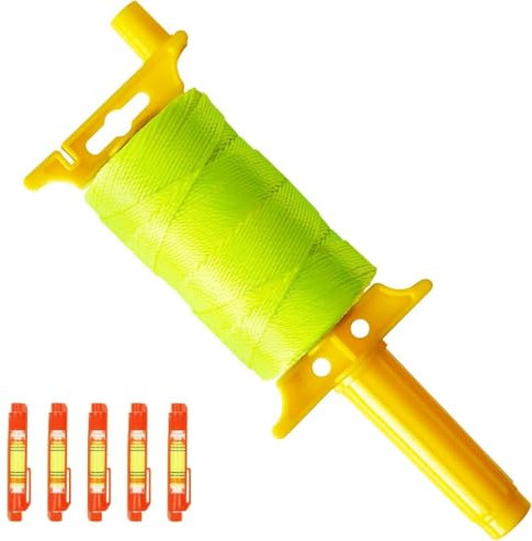 Corda di linea di muratore, #18 500 piedi di spago di linea di muratore in nylon intrecciato con 5 livelli incorporati, bobina fluorescente per lavori di precisione, giardinaggio