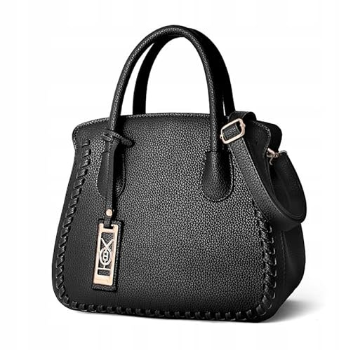 Little Angel Elegante Damen Handtasche mit Schulterriemen – Modische Henkeltasche mit Struktur und Ziernaht – Frauen Tasche Damen Leder Handtasche Mode Umhängetasche