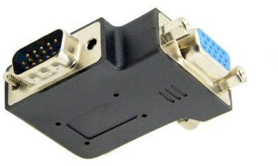 cablecc HDB15Pin VGA RGB Screw Type Male to Female Left Angled 90 Degree Nut Type Extension Adapter for Monitor Displays