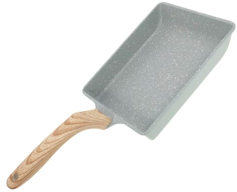 COLLBATH Padella Tamagoyaki Rettangolare Antiaderente per Omelette Giapponesi con Uniforme e Manico in Legno Padellino per Uova Steak e Burgers Facile da Pulire e Sicura per Cucina