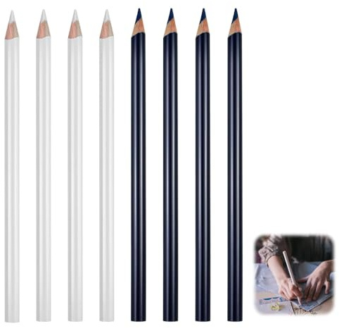 8 Pieces Erasable Sewing Chalk Pens,White and Blue Non-Dusty Fabric Markers,Tailors Chalk Pencil for Fabric,Water Soluble Tracing Tools,Washable Temporary Markers for Sewing,Quilting and DIY Craft
