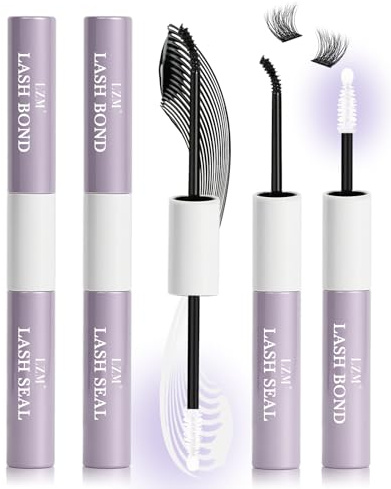LZM ögonfranslim Lash Bond And Seal – 2 st hållbart ögonfranslim svart vattentät ögonfransar lim förlängningar säker formel Bond And Seal Lash Glue lätt att använda för makeup