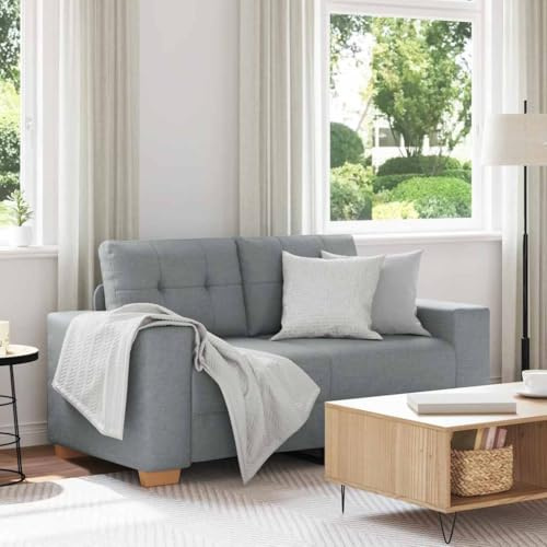 GeenYuu Zweisitzer-Sofa Hellgrau 160 cm Stoff, Modernes Relaxsofa mit Schaumstoffpolsterung, Robustes Sperrholz-Stahlgestell für Wohnzimmer, Schlafzimmer, Büro