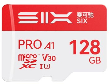 SIX 128GB Micro SD Karte - U3 V30 A1 100 MB/s Lesen Endurance MicroSDXC Memory Speicherkarte mit Adapter/Kartenleser für 4K UHD Enabled Dashcams, Action Cameras, Drones 128 gb Microsd Card