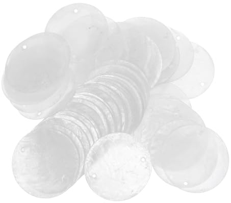 ULTECHNOVO Discos Redondos de Concha Capiz Natural 3 Cm Doble Agujero 100 Unidades para Campanas de Viento, Decoración Diy, Manualidades y Cortinas de Puerta
