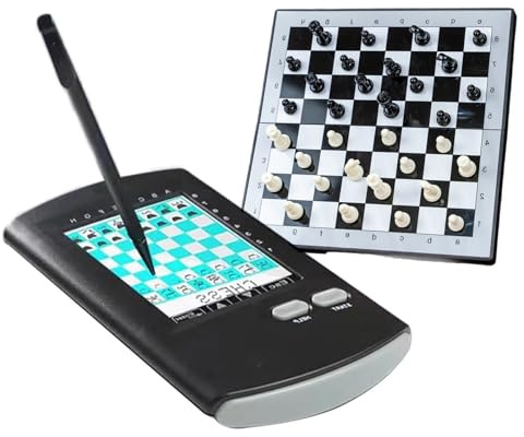 Scacchiera elettronica portatile 9 in 1, scacchiera intelligente con ampio display LCD stilo, set di computer da scacchi da viaggio portatile per adulti, famiglia