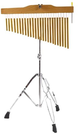 RNXRZANK Windspiel, Verstellbares Klangstäbe Schlaginstrument mit Ständer Aus Eisen Und Holz, Tragbar, Ideal Zum Üben Und für Auftritte, Gold, 25-noten-note