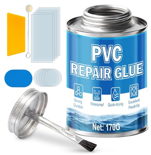 Miioto Pegamento de reparación de PVC para lonas y neopreno, 170 g | Adhesivo de contacto extra fuerte con kit de reparación, sellado e impermeable, transparente y versátil