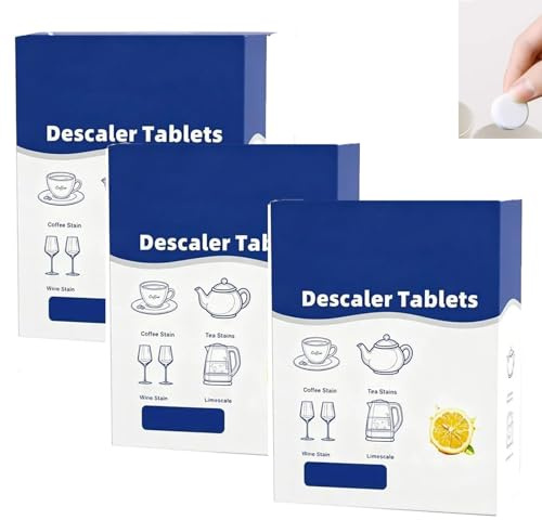Compresse effervescenti anticalcare multiuso, compressa efficiente per la pulizia delle bottiglie d'acqua, rimuovono macchie di calcare e acqua dura, bollitore e tazza di caffè inodore (3box)