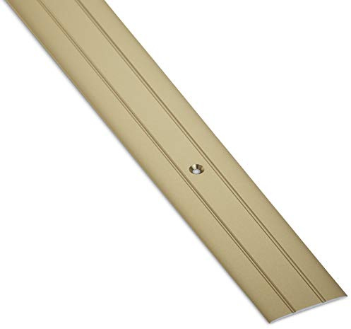 SOTECH 1 Stück Alu Übergangsprofil Cross flach Bodenprofil Parkett 100 cm | Tür Übergangsschiene Laminat Vinyl UVM. Breite 37 mm Türschwelle gelocht Aluminium Messing eloxiert Ausgleichsprofil