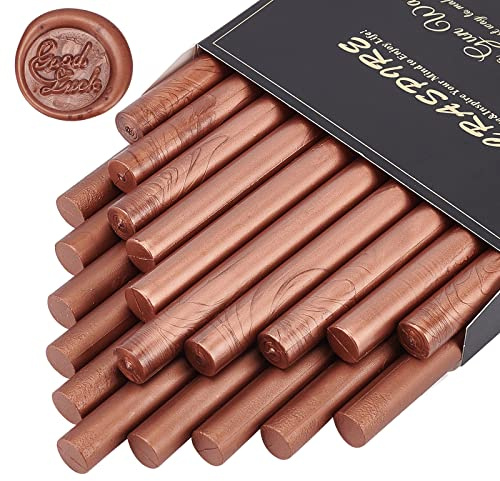 craspire 20 Stück Klebepistole Siegel Wachsstifte 11mm Für Vintage Wachs Siegelstempel Und Brief Einladungskarten Weinflasche Geschenkpaket Dekoration (Rotes Kupfer)