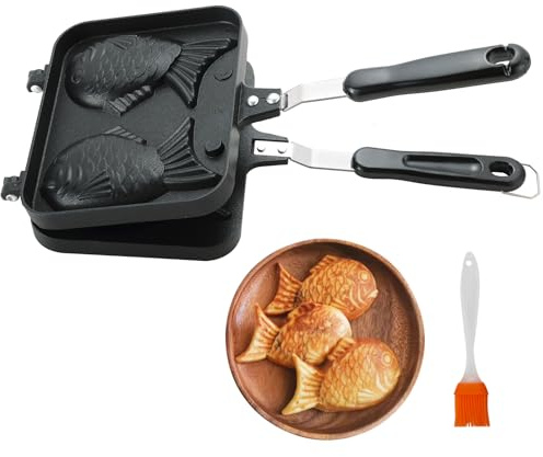 MAOPINER Taiyaki Fish Shape Cake Pan Waffle Cake Maker Fish Shaped Pancake Double Pan Mold for Home DIY Cooking Party Dessert