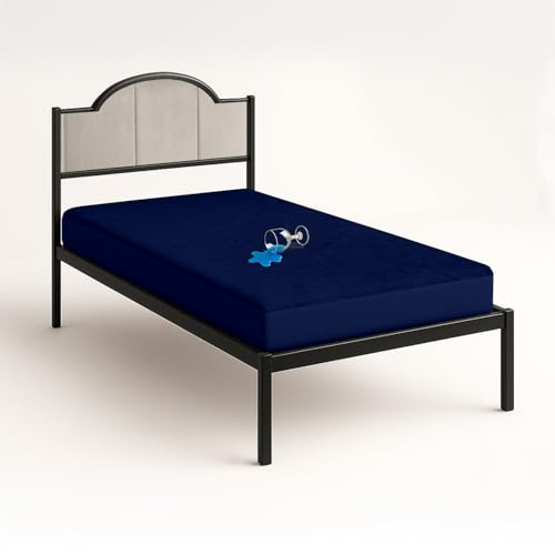 SGI bedding Waterproof RV Bunk Cot Bed Mattress Protector 42x80 for Narrow Twin Camping Bed Mattress Pad Cover, Truck Sleeper & RV Beds - Soft, Noiseless, Breathable, 15 Deep Pocket - Navy Blue