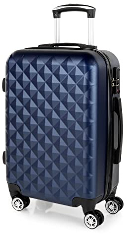 ITACA - Bagaglio A Mano Rigido Leggero Bagaglio A Mano 55X40X20 con 4 Ruote Silenziose Trolley Cabina Lucchetto a combinazione TSA Viaggio Aereo Ergonomico Durevole. Compatibile Ryanair, Blu