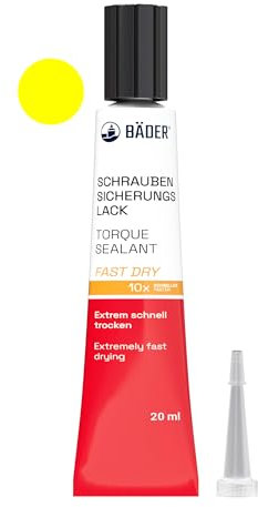 Der ORIGINAL Schraubensicherungslack FAST DRY Gelb 20ml von BÄDER LACKE. Die Referenz 1962 - Hilfsmittel zum Sichern, Signieren, Plombieren, Versiegeln, sowie zum Manipulationsnachweis