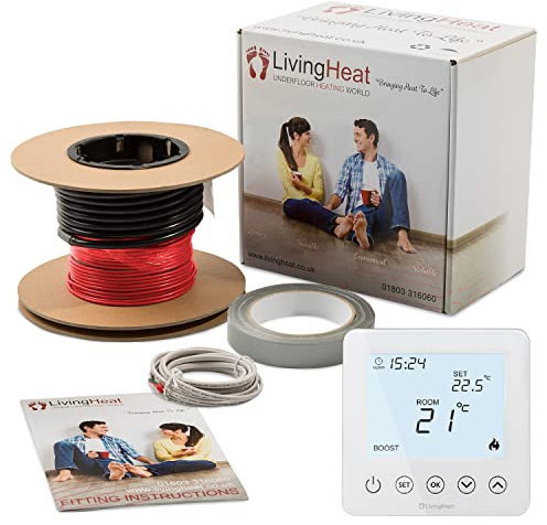 Electric Underfloor Heating Cable System - 200 Watt/m² - 4/m² - T5 Touch Screen Thermostat