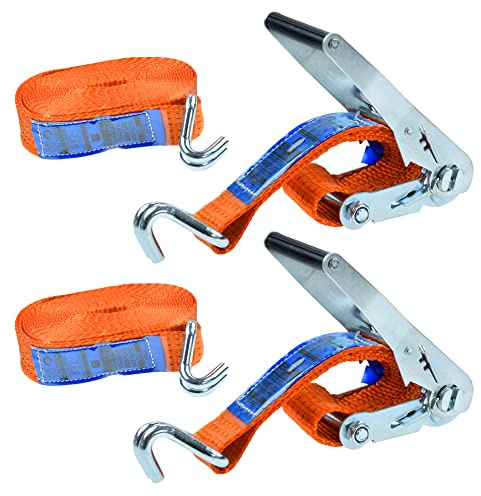 Rexxer Spanngurte mit Ratsche und Haken 2er Set – 5000 kg (5T) – 10m x 50 mm – TÜV/GS & EN 12195-2 – Zurrgurte für schwere Lasten