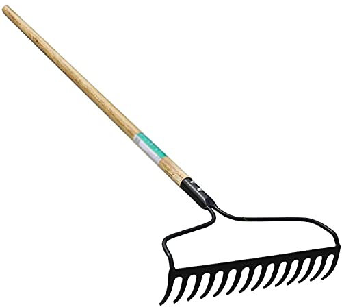 Laubharke, Rasenrechen, 14-Zahn-Harrow, Ödland-Jätschaufel zum Sammeln von Kleinigkeiten, Jäten, tragbare Gartengeräte (Größe: 36 x 156 cm)