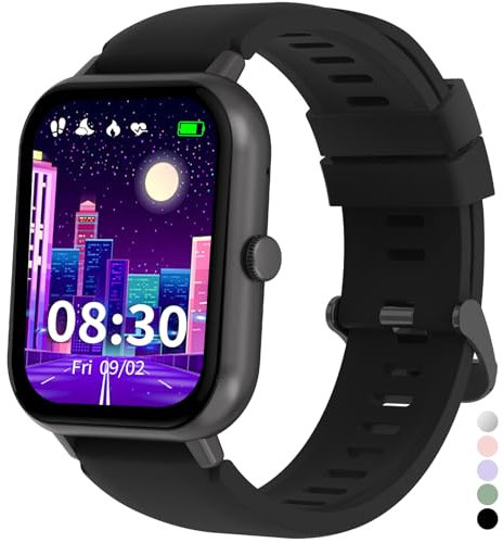 JUBUNRER Smartwatch Kinder Jungen Mädchen Kinderuhr Herzfrequenz Schlaf Schrittzähler Wecker Sport Spiel IP68 Wasserdicht Fitness Tracker Fitnessuhr Kinder Uhr Smart Watch Kids für Teenager Geschenke