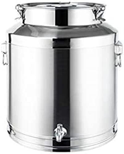 Milchfass aus Edelstahl, versiegeltes Fass, Weinfass, Ölfass, Gärfass, zur Lagerung und Verteilung von Milch/Öl/Wein/Suppe, mit Hähnen 5 l, 8 l, 9 l, 14 l, 18 l, 22 l, 24 l, 76 l, 88 l, Silb