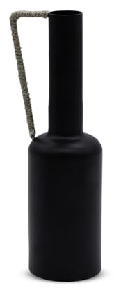 Metall Blumenvase Amanda schwarz - 32 cm - Moderne Tischvase mit Henkel - Tischdeko Fensterdeko Blumenvase mit Griff modern elegant