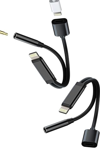 Adaptador Lightning a Jack de 3,5 mm para Auriculares para iPhone 14 13 (2 Piezas) Certificado para Apple MFI Cable de Carga Auto AUX Audio Divisor Auriculares 2 en 1 para iPad convertidor de Carga
