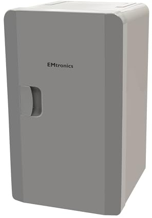 EMtronics EMMF16GR Compact Mini Cooler Fridge 16 Litre, 27 Can Portable AC+DC Power For Bedrooms, Cars, Offices; Skincare, Makeup, Cosmetics, Food (Grey)