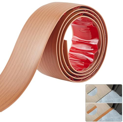 GORGECRAFT 1.2 m X 5cm Bodenübergangsleiste Selbstklebende PVC Abdeckleisten Kantenverkleidung Holzmaserungsdesign Laminatboden Flache Trennwand Verbindungsleiste Für Lücken Teppichschwellen Peru