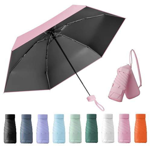 Wydexint Paraguas Plegable, Paraguas Proteccion Uv, Paraguas Portatil, Mini Paraguas, Viene Con Una Caja De Cápsulas, Impermeable y Resistente Al Viento, Adecuada Tanto