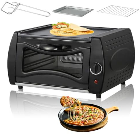 Mini Pizza Oven，Electric Tandoor Oven with Baking pan，net，Disk clamp，Temperature Control/Visual Glass/Hot Top Plate door,Chapati Roti Bread Maker for Takeaway Kitchen Appliance