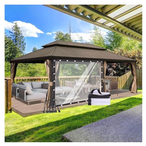 Pannelli laterali impermeabili con occhielli, spessore 0,12 mm, tende scorrevoli per pergola e posto auto coperto, dimensioni personalizzabili (6 x 3,5 m)