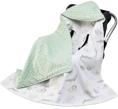 LAT Coperta per Passeggino 90x90cm, Coperta Neonati per Seggiolino Copertina Sacco Ovetto per Tutto l'anno, Cotone Copertina Universale per Passeggino Seggiolino Auto Carrozzina (Animali)