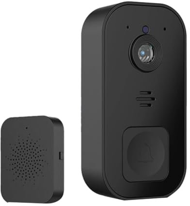 Fuhjythy Campanello Visivo Intelligente Campanello Fili per Casa Remota Ad Alta Definizione con Visione Notturna Monitor Videocitofono-Nero Facile da Usare