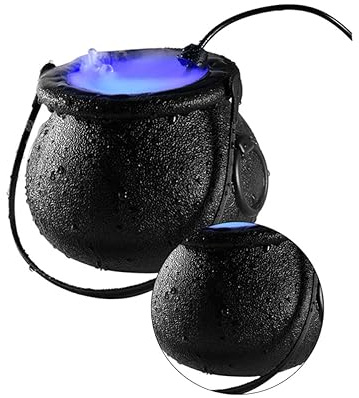 Halloween Nebelmaschine 16 W, Kunststoff, 12 LEDs, Schwarz | Wassertank und Teich, 300ml/H Verdampfung, 40 bis 70mm Tiefe, Farbwechsel