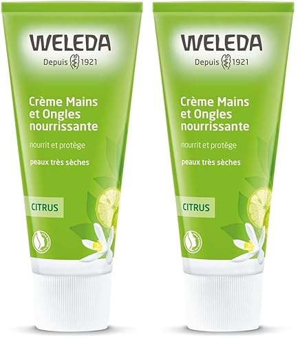 WELEDA - Crème Mains et Ongles nourrissante Citrus - Pour apaiser et adoucir les mains sèches et les ongles abîmés - NATRUE* - 50ml (Lot de 2)
