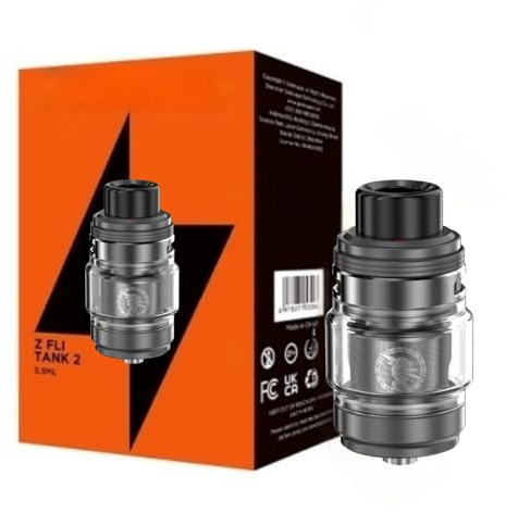 For Geekvape Z Fli Tank 2 Atomizador 5,5 ML (Gris Plomo) Z Coil 0,15Ω/0,4Ω Preciso control de flujo de aire Actualización Flip Top Cap A prueba de fugas Excepcional sabor Original
