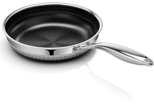 Innerwell Padella Antiaderente da 8 Pollici, Padella in Titanio Ceramica Tri-Ply in Acciaio Inox Piccola Padella da Cucina Ibrida Antiaderente Senza Tossine per Fritture di Uova, Compatibile con Piano