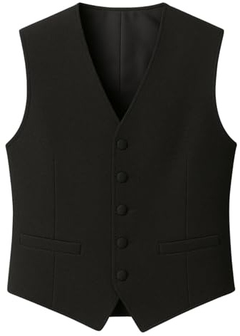 TruClothing Men's Black Waistcoat Wedding Business Party Plain Formal Suit Vest - Black XL
