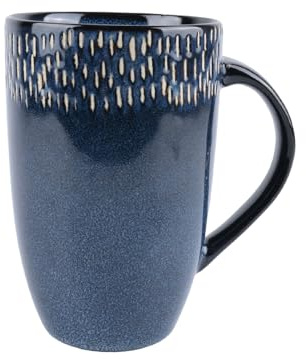 600ml Keramische Kaffeebecher, große Latte-Tasse, Teetasse, glatt glasierte XXL-Riesentasse für Kakao, Cappuccino, Müsli, spülmaschinen- und mikrowellengeeignet, blau