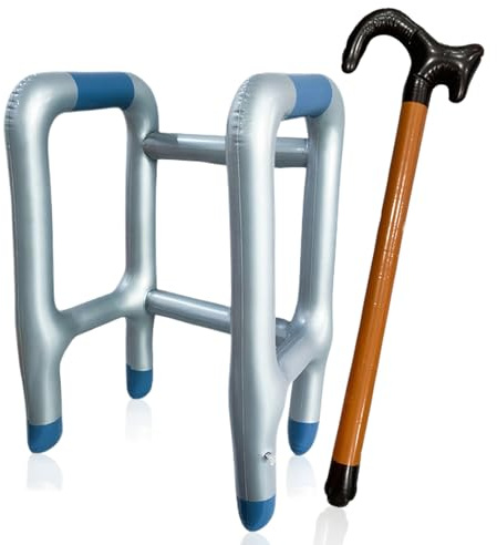 Aufblasbarer Gehstock, 2 Stück Rollator Aufblasbar, Aufblasbare Gehhilfe, Lustig Kostüm als Opa Oma Zum Cosplay Karneval Fasching, Geburtstag Frau Mann Lustig, Cosplay Karneval Fasching Rente