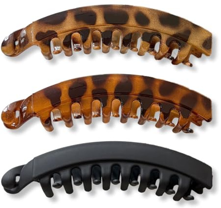 SGERUFZ 3 Pack Pinzas de Pelo Antideslizantes para Mujer y Niña con Cabello Grueso - Banana Clips Retro Elegantes, Accesorios de Belleza Esenciales para Recoger el Cabello