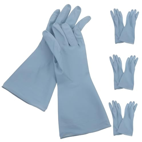 HYTROVE 4 pairs Rubber Dish Washing Gloves Lightweight Protective Hand Gloves for Cleaning Bowls Pots Pans Household Use with Comfortable Fit and Material