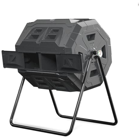 Composteur de cuisine d'extérieur – Composteur à double chambre avec thermomètre amovible et portes coulissantes – Idéal pour le recyclage des déchets de jardin et de terrasse