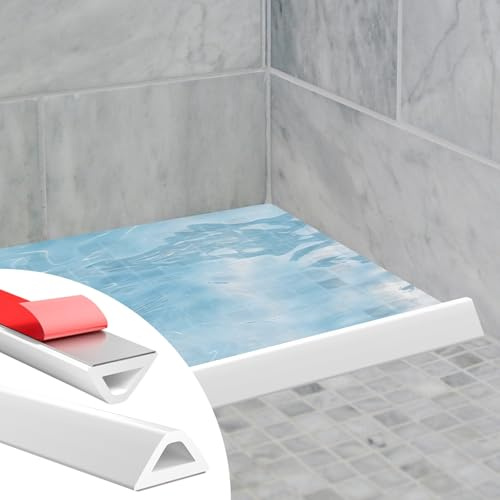 Aovanta Barriera per pavimento della stanza umida 100 cm, barriera impermeabile per doccia, barriera in gomma flessibile per pavimento del bagno, piatto doccia (bianco)